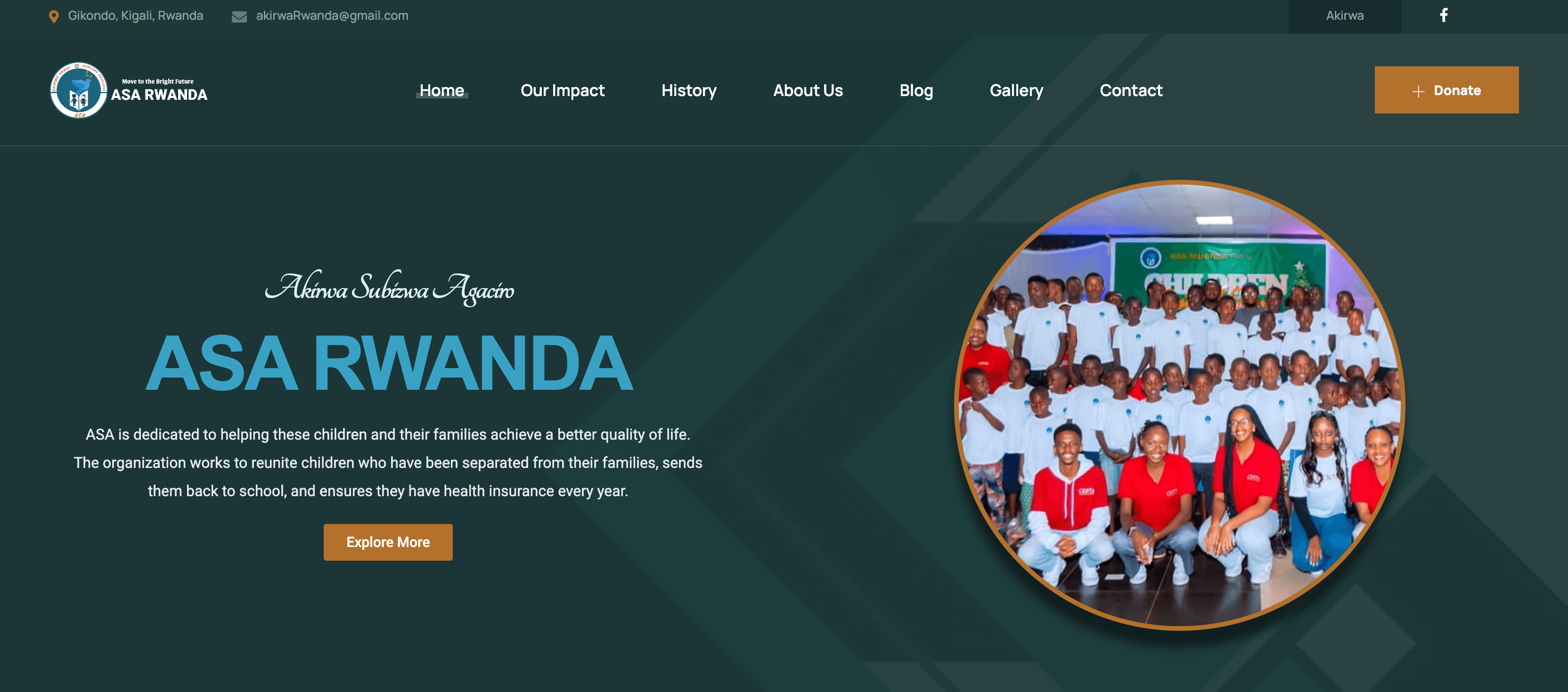 ASA Rwanda Organization - web platform built by Enoveta in Rwanda
