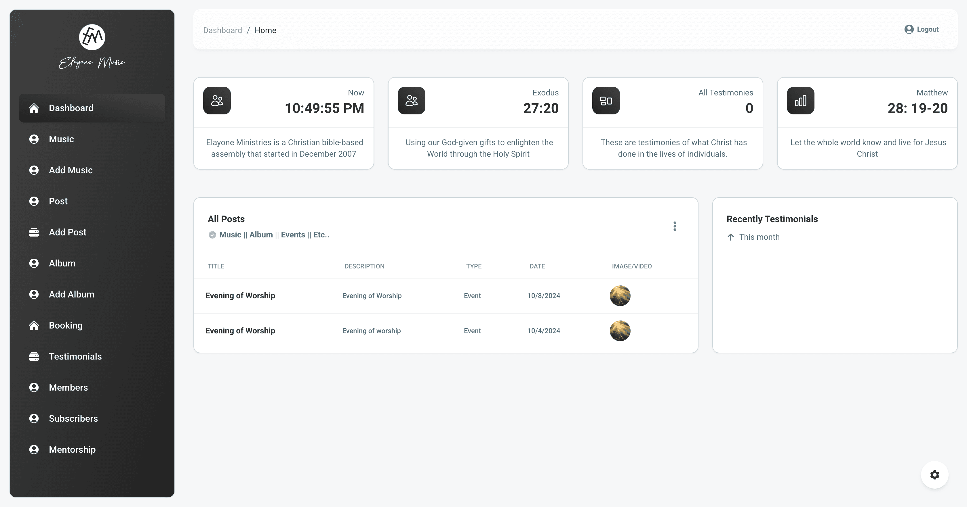 Elayone Music Management System - software built by Enoveta in Rwanda